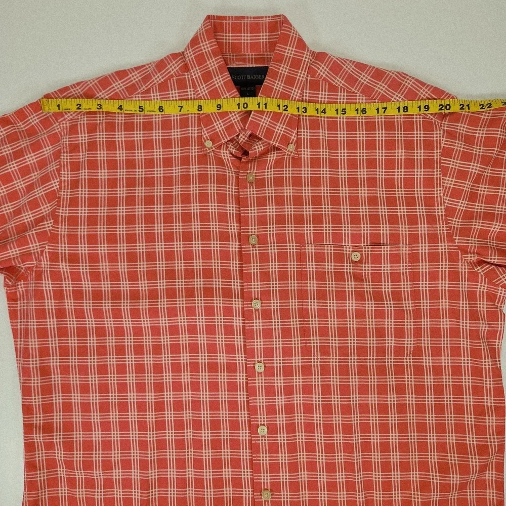 Scott Barber Shirt Mens Large Plaid 100% Cotton Long‎ Sleeve Button Casual